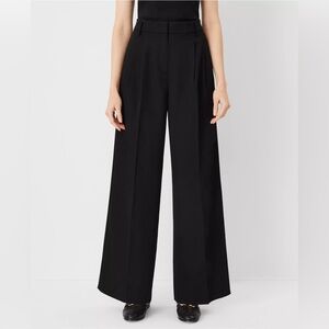 Ann Taylor The Pleated Wide Leg Pant Black 14 Classic Trouser Pant Pockets